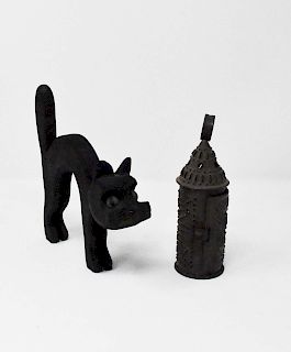 2 pieces, lantern & cat