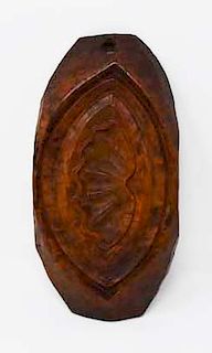 Single piece of burl walnut w/simple shell carving