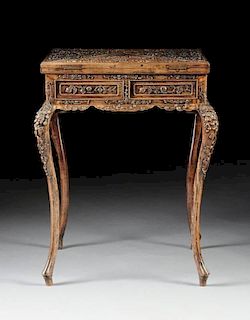 A VINTAGE CHINESE CARVED HARDWOOD HANDKERCHIEF GAMES TABLE, REPUBLIC PERIOD (1912-1949),