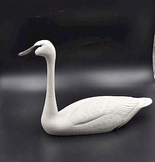 Carved wooden swan
