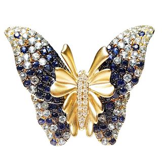Sapphire Diamond Gold Butterfly Ring