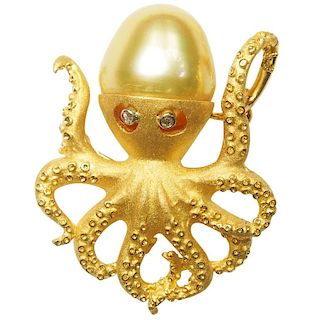 South Sea Pearl Octopus Pendant and Brooch
