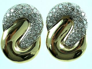Estate 14K Yellow Gold & 3.5CTW Diamond Earrings