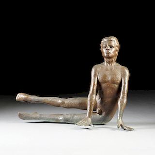 VICTOR SALMONES  (Mexican, 1937-1989) A PATINATED BRONZE FIGURE  OF A NUDE YOUTH,