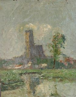 Frans Lauwers, (Belgian, 1854-1931), Landscape with River
