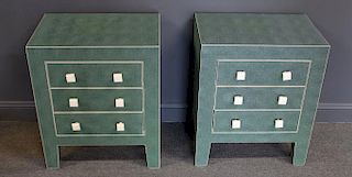 Pair Shagreen 3 Drawer Chests.