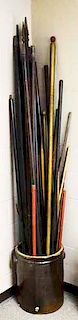 Large Collection of Painted IOOF Wooden Staffs etc