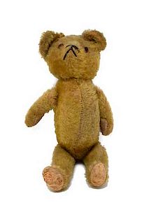 Early 12" Yellow Mohair Jointed Teddy Bear