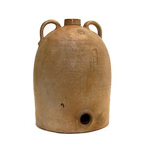 Unusual 1800's 6 Gallon Brown Stoneware Jug