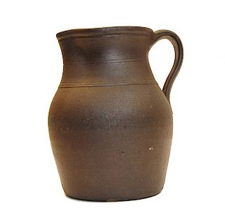 19th Century Shaped Brown Pottery Pitcher