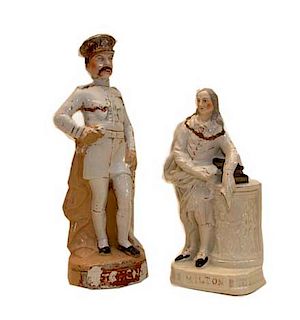 Staffordshire Milton and Kitchener Porcelain Statues