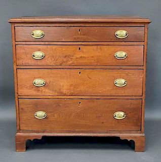 Early Walnut 4-Drawer Chippendale Chest
