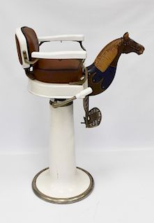 Child's Wooden Horse Head Porcelain Barber Chair