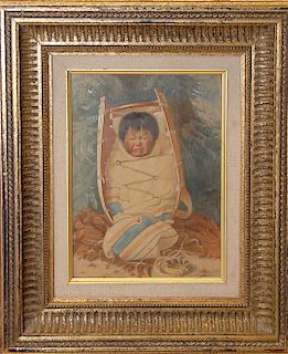 Grace Carpenter Hudson (1865-1937) Watercolor of a Crying Child