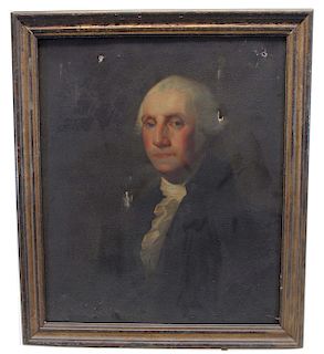 Early Oil on Canvas Portait of George Washington
