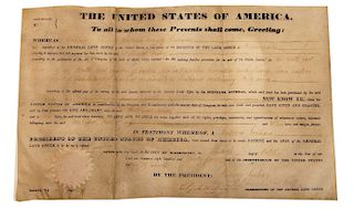 1834 President Andrew Jackson Land Patent
