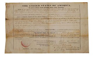 1852 President Millard Fillmore Autographed Land Patent