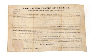 1845 President James K. Polk Autographed Land Patent