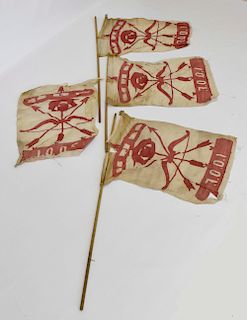 4 Rare Early 1800's IOOF Parade Flags