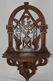 1800's Walnut Victorian Masonic Shelf