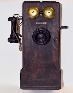 Antique Western Electric Oak Wall Phone