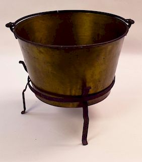 Brass Kettle Bucket with Iron Stand