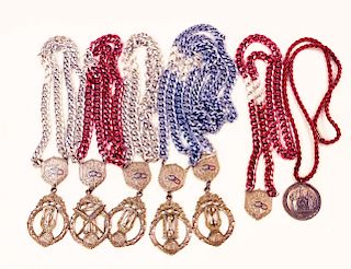 7 IOOF Regalia Necklaces with Badges