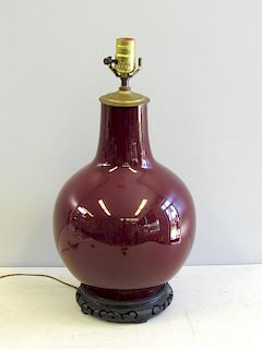 "Oxblood" Vase Mounted as a Lamp. 20th Century.