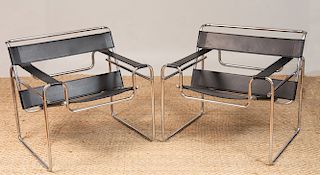 SET OF FOUR CHROME AND BLACK LEATHER 'WASSILY' CHAIRS, OF RECENT MANUFACTURE