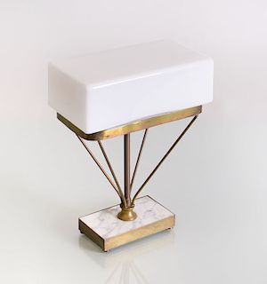 MID-CENTURY MODERN MARBLE AND BRASS TABLE LAMP