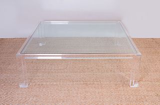 CONTEMPORARY PERSPEX AND GLASS LOW TABLE