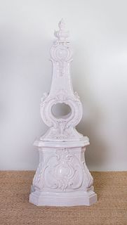 SCANDINAVIAN ROCOCO STYLE WHITE-GLAZED POTTERY STOVE, OF RECENT MANUFACTURE