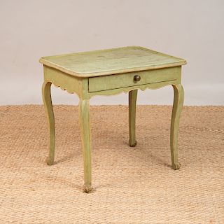 LOUIS XV PROVINCIAL GREEN PAINTED SIDE TABLE