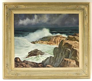 Joseph L. C. Santoro WC Rocky Coast Painting