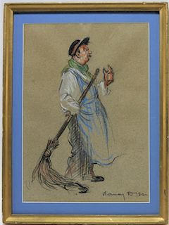 Nancy Dyer Sweeping Janitor Illustration Drawing