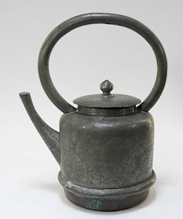 19C. Chinese Pewter & Copper Teapot