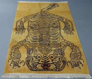 Tibetan Sprawled Tiger Decorative Wool Carpet Rug