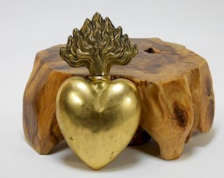 French Gilt Brass Sacred Heart Reliquary
