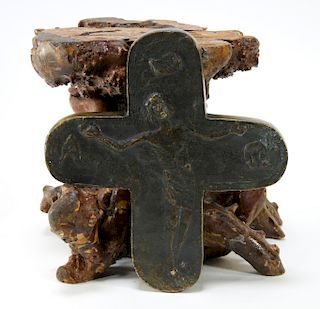 European Brutalist Expressionist Bronze Crucifix