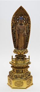 Japanese Gilt Wood Standing Bodhisattva Buddha