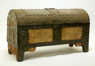 17C. Spanish Colonial Tin Dome Top Casket
