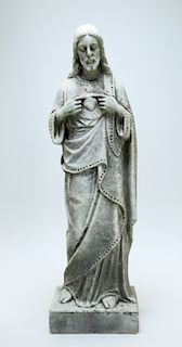 19C. Italian Carved White Marble Christ Sculpture