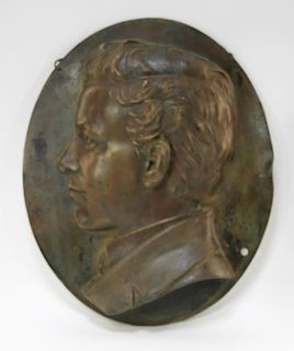 Henry Baerer Bronze Relief Plaque of Aristocrat
