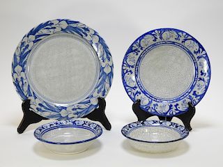 Dedham Pottery Rabbit Iris Plate Bowl Grouping