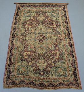Oriental Persian Lavar Kerman Silk Wool Carpet Rug
