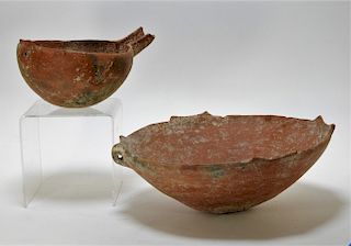 2 Cypriot Ancient Earthenware Pottery Vessels