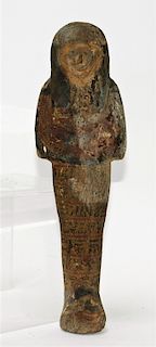 Ancient Egyptian Polychrome Carved Wood Ushabti