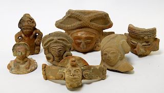 7PC Group Ancient Pre Columbian Pottery Figures