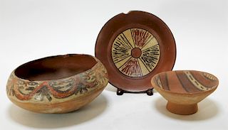 Three Pre-Columbian Pottery Nazca Culture Bowls
