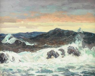 WALTER KOENIGER (American 1881-1943) A PAINTING, "Turbulent Seas,"